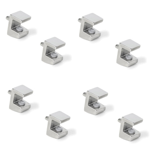 8 pieces of high-quality glass shelf supports, surface: nickel-plated, 3 mm (1/8″), 4010007 for glass shelves, glass cabinet shelves, bathroom cabinets