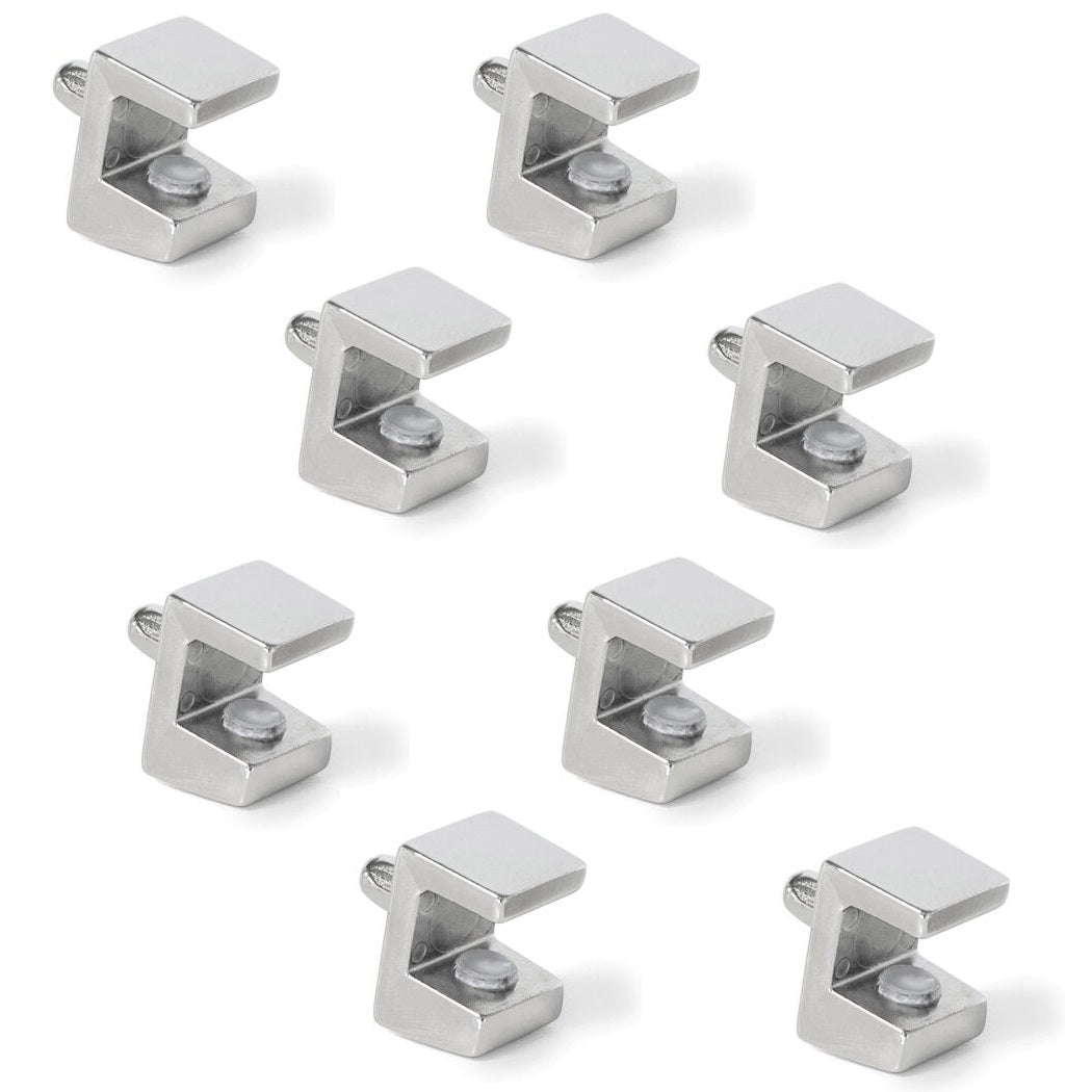 8 pieces of high-quality glass shelf supports, surface: nickel-plated, 5 mm (13/64″), 4007907 for glass shelves, glass cabinet shelves, bathroom cabinets