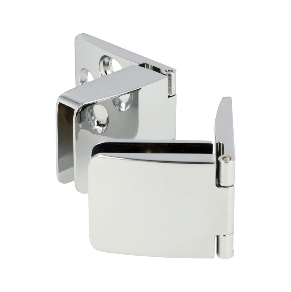 High-quality glass door hinges for inset glass doors, chrome-plated. Two high-quality SQUARE II glass door hinges (1 upper and 1 lower glass hinge) from SISO / Denmark