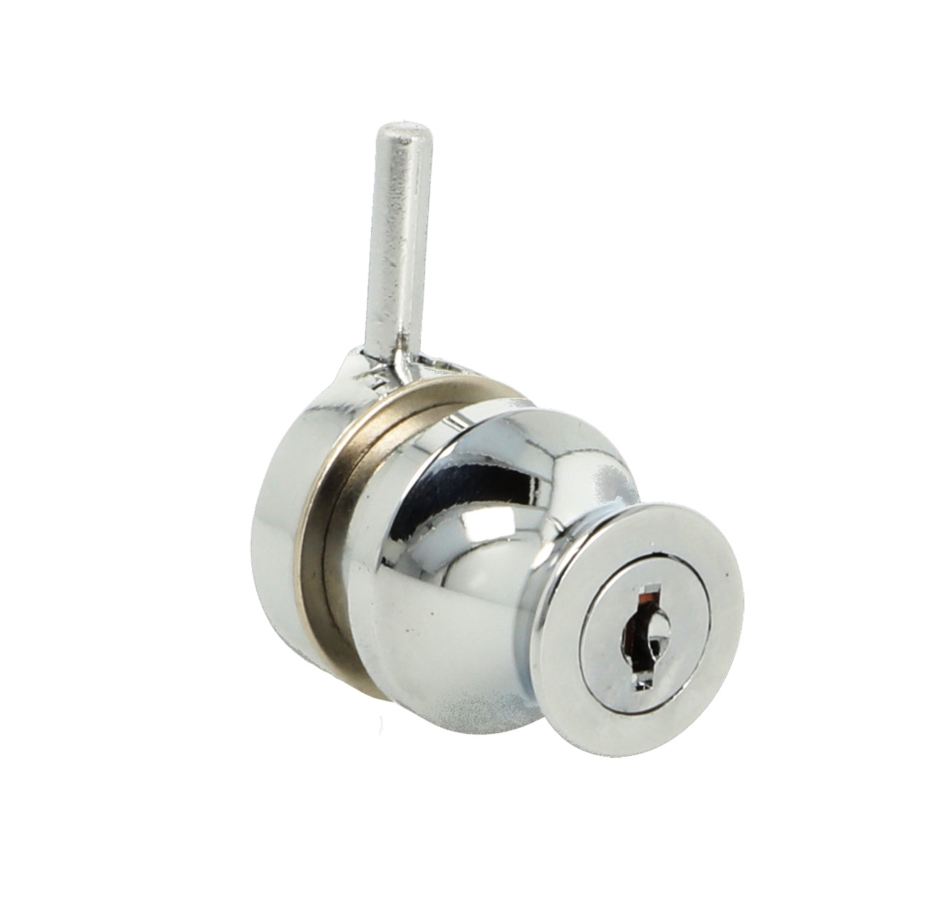 Serrure de porte en verre Zamak avec fonction poignée, 29 mm (1,2″) 14.09.125. Serrure de porte en verre massif en Zamak, également adaptée comme bouton de porte en verre, chromée, pour vitrines, vitrines, portes en verre, par SISO Denmark
