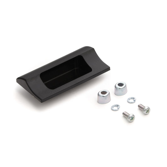 High-quality rectangular recessed pull made of robust plastic, finish: black, 70 mm (2.8") HH-JS70-BL. Furniture handle HH-JS70-BL for sheet metal, wood, drawers, cabinets, office furniture, and bedroom furniture, from Sugatsune / LAMP® (Japan)