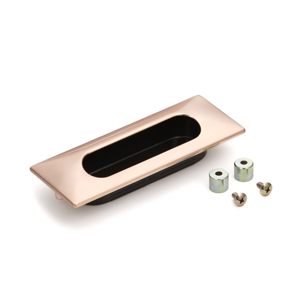High-quality rectangular recessed pull made of solid zinc alloy, finish: bronze, 130 mm (5.2") UTZ-130SCP. Furniture handle UTZ-130SCP for sheet metal, wood, drawers, cabinets, office furniture, and bedroom furniture, by Sugatsune / LAMP® (Japan)