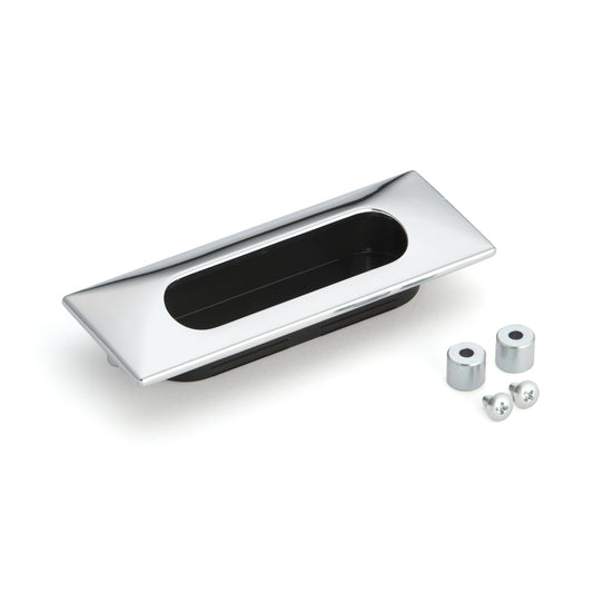 Coque de poignée rectangulaire de haute qualité en alliage de zinc massif, surface : chromée, 130 mm (5,2″) UTZ-130CR. Poignée de meuble UTZ-130CR pour tôle, bois, tiroir, armoire, meuble de bureau, meuble de chambre, par Sugatsune / LAMP® (Japon)