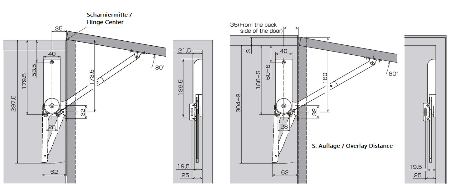 High-quality flap stay, finish: black, version: right, HDS-30HR-BL for lift-up flaps, kitchen furniture