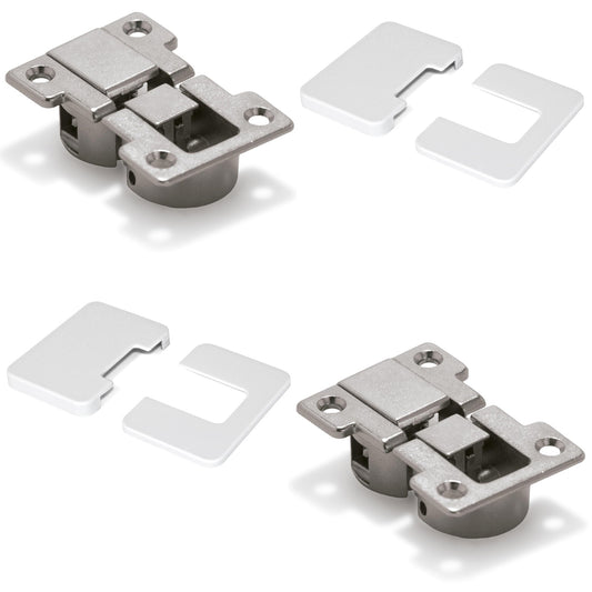 Charnières pour abattants Ankor GT-B, 2 pièces, amovibles, en alliage de zinc avec caches, surface blanche 1010815. Charnières pour abattants en bois, abattants de meubles, couvercles en bois, compartiments de bar et bien plus encore, par EMUCA.