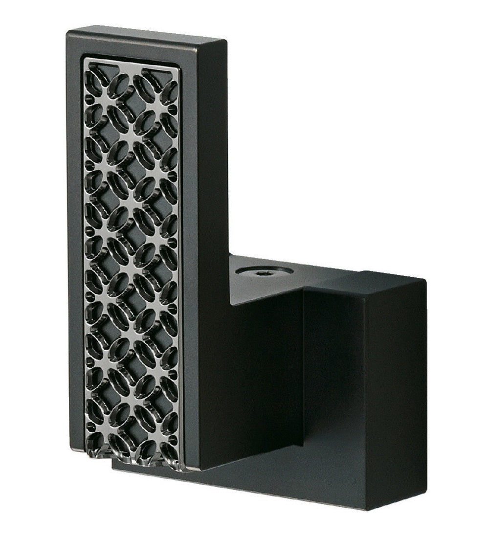 Hochwertiger Kleiderhaken, mit einem luxuriösen Ornament, für Wandmontage, Tragkraft: 10 kg, Oberfläche: schwarz, PXB-UM05-101-Q1-BL. Designhaken für Garderobe, Wohnzimmer, Hotel, Restaurant und viel mehr, von Sugatsune / LAMP® (Japan)