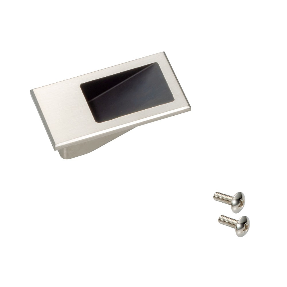 Petite poignée de doigt de haute qualité, en alliage de zinc massif, surface : bronze blanc, 55 mm (2,2″) HH-DN-29WB. Poignée encastrée HH-DN-29WB pour façades en tôle, façades en bois, tiroirs, armoires, meubles de bureau, de Sugatsune / LAMP® (Japon)