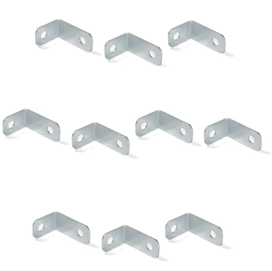 Pack of 10 small, sturdy angle brackets made of robust steel, surface: galvanized, 34 mm (1.4") 8030205. Mounting bracket E.FB.24 for shelves, bookcases, tables, cabinets, and much more, by EMUCA