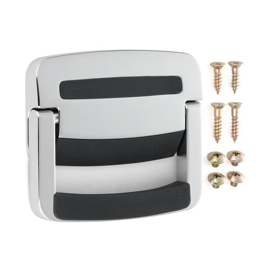 High-quality zinc alloy case handle with spring, 115 mm (4.6") TMU-115. Zinc alloy folding handle for devices, cases, suitcases, amplifiers, and speakers, from Sugatsune / LAMP® (Japan)