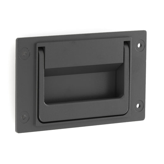 High-quality zinc alloy case handle with spring, 148 mm (5.9") PT-148. Zinc alloy folding handle for devices, cases, suitcases, amplifiers, and speakers, from Sugatsune / LAMP® (Japan)