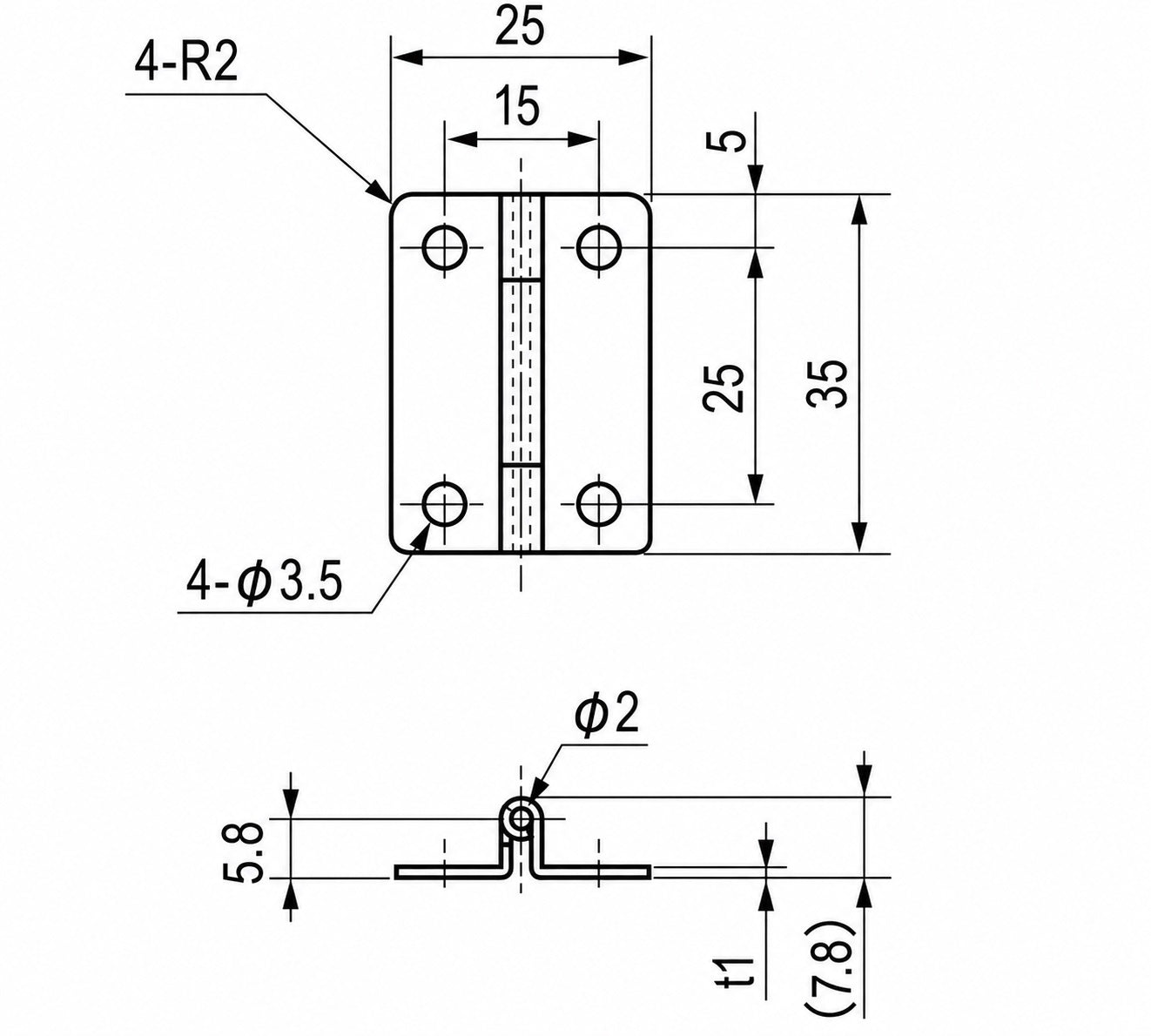 2 charnières compactes déportées, en acier inoxydable SUS304, capacité de charge : 4,5 kg, hauteur : 35 mm, TH-25SUS pour portes épaisses, portes d'armoire, trappes de maintenance