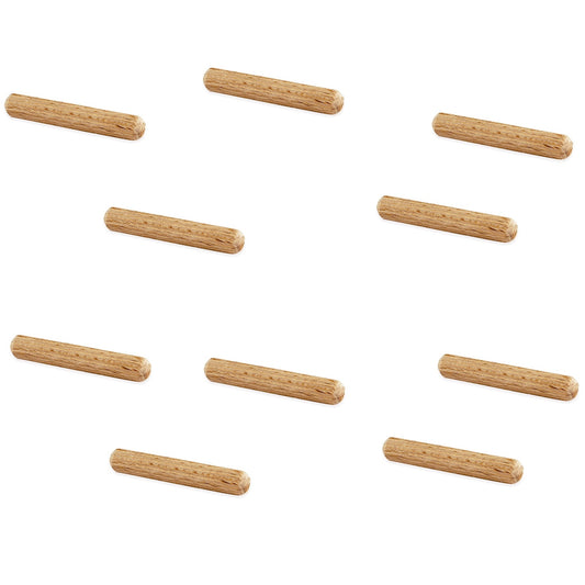 10 long wooden dowels made of beechwood, surface: grooved, 35 mm (1.4") 9031878. Wooden dowel 9031878 for wood panels, wood connections, furniture construction, shelf construction, by EMUCA