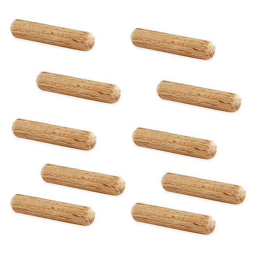 10 long wooden dowels made of beechwood, surface: grooved, 40 mm (1.6") 9094878. Wooden dowel 9094878 for wood panels, wood connections, furniture construction, shelving construction, by EMUCA