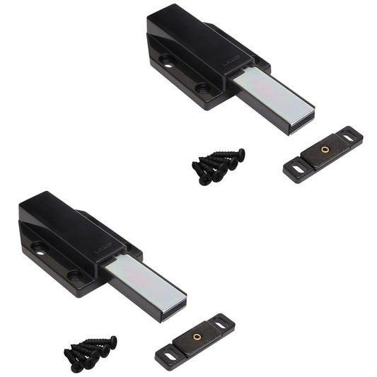 2 Stück Magnet-Druckschnäpper, inkl. Gegenplatte ML-120BL, 70 mm (2-3/4″) von Sugatsune, schwarz, Ausführung: mit langem Stößel. Produktbild
