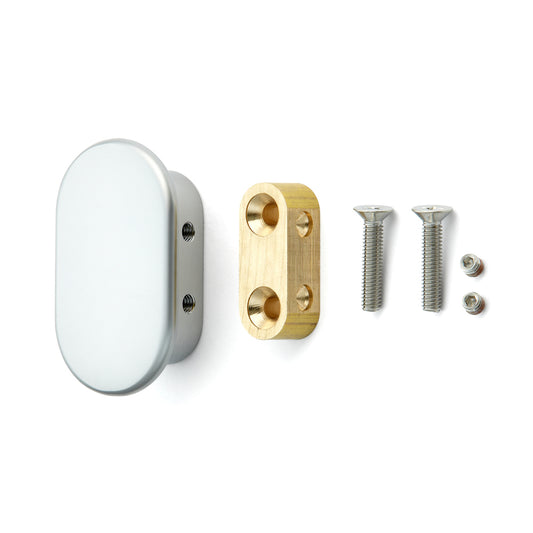 High-quality brass furniture knob handle, finish: chrome-plated, satin matte, 50 mm (2") DW-50N. Brass knob for drawers, furniture doors, kitchen cabinets, office cabinets, and much more, from Sugatsune / LAMP® (Japan)