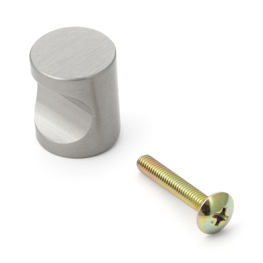 Hochwertiger Möbelknopfgriff aus Messing, Oberfläche: vernickelt, satiniert matt, 18 mm (0,8″) MRB-18. Griffknopf aus Messing für Schublade, Möbeltür, Küchenschrank, Büroschrank und viel mehr, von Sugatsune / LAMP® (Japan)