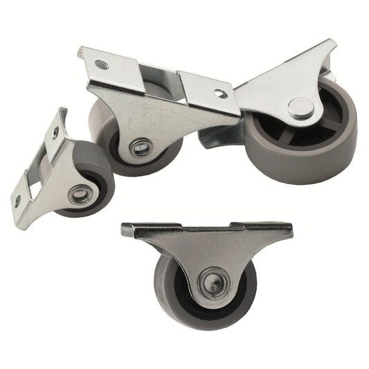 Set of 4 furniture casters, made of robust polyurethane, surface: gray, 25 mm (1"), 08.06.040-0. Caster set for underbed chests, toy boxes, crates, appliances, furniture, and much more, from SISO Denmark