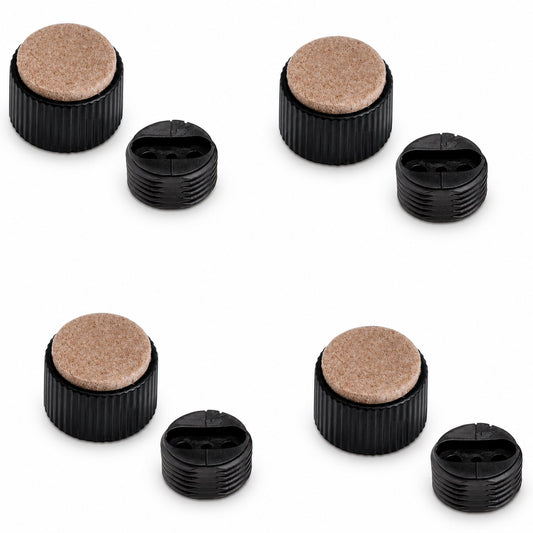 4 Stück robuster Möbelversteller, B573-25-BK, Durchmesser: ⌀25 mm, von Kojima, Tragkraft: 600 kg (1323 lbs), schwarz, Ausführung: mit Filzauflage. Produktbild
