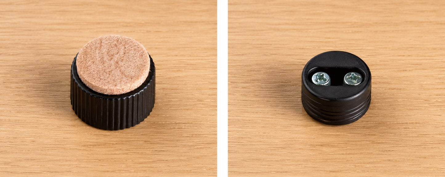 4 pieces of robust furniture glides, load capacity: 600 kg, black, diameter: ⌀25 mm, with felt pad, B573-25-BK for furniture, tables, cabinets, table legs