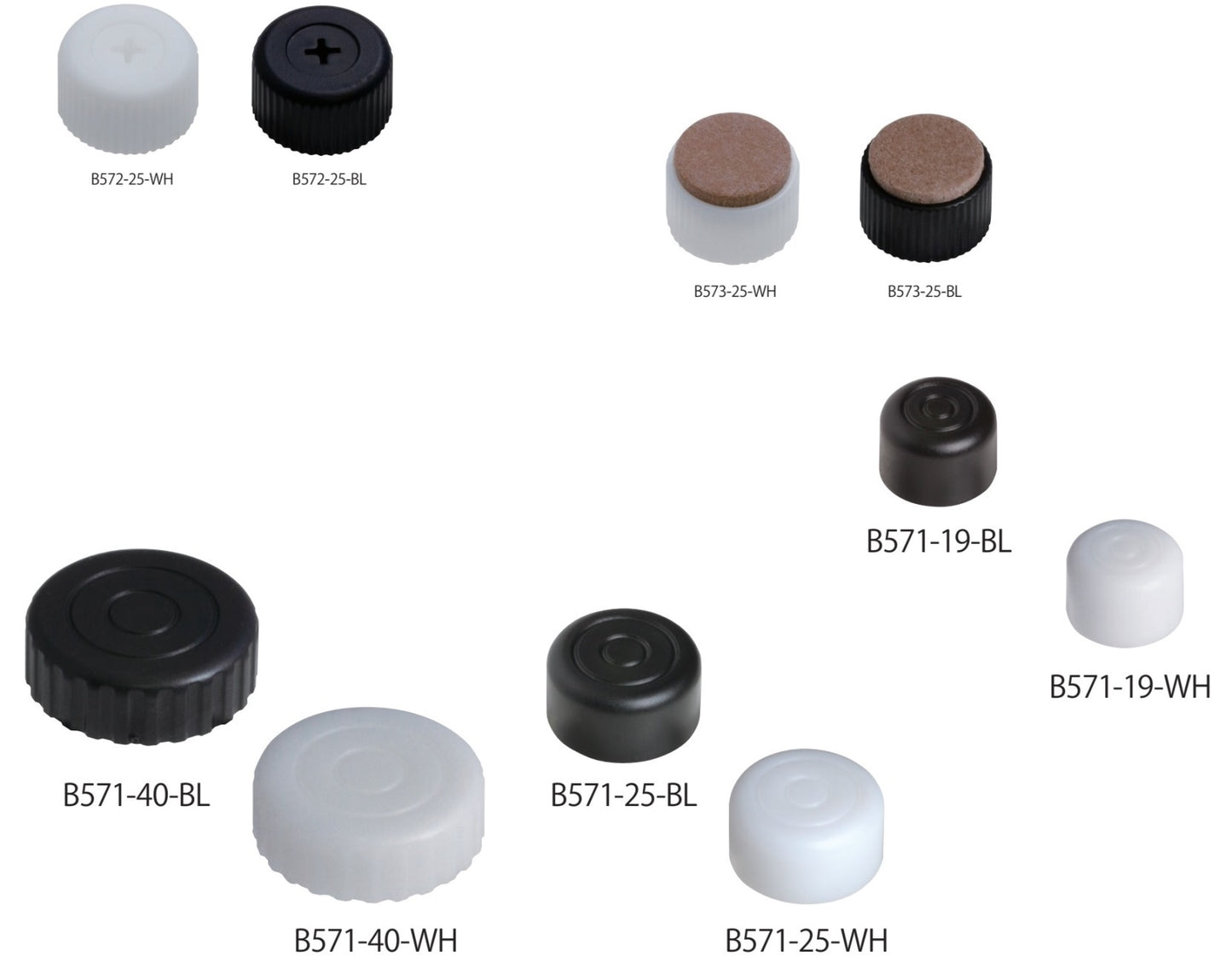 4 robust furniture levelers, load capacity: 800 kg, black, diameter: ⌀40 mm, standard, B571-40-BK for table legs, furniture legs, cabinet feet