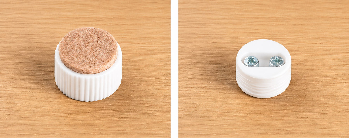 4 Pieces Heavy-Duty Furniture Glides, Load Capacity: 600 kg, White, Diameter: ⌀25 mm, with Felt Pad, B573-25-WH for Furniture, Tables, Cabinets, Table Legs