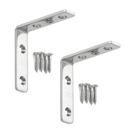 2 supports de montage robustes résistants à la corrosion, en acier inoxydable massif, capacité de charge : 8 kg, surface : polie brillante, 60 mm (2,4″), SU-60M. Supports d'étagères pour étagères, plateaux et bien plus encore, de Sugatsune / LAMP® (Japon)