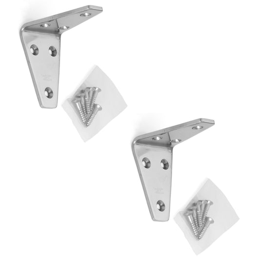 2 supports de montage robustes résistants à la corrosion, en acier inoxydable massif, capacité de charge : 16 kg, surface : polie brillante, SV-55M. Supports d'étagères pour cloisons, étagères et bien plus encore, de Sugatsune / LAMP® (Japon)