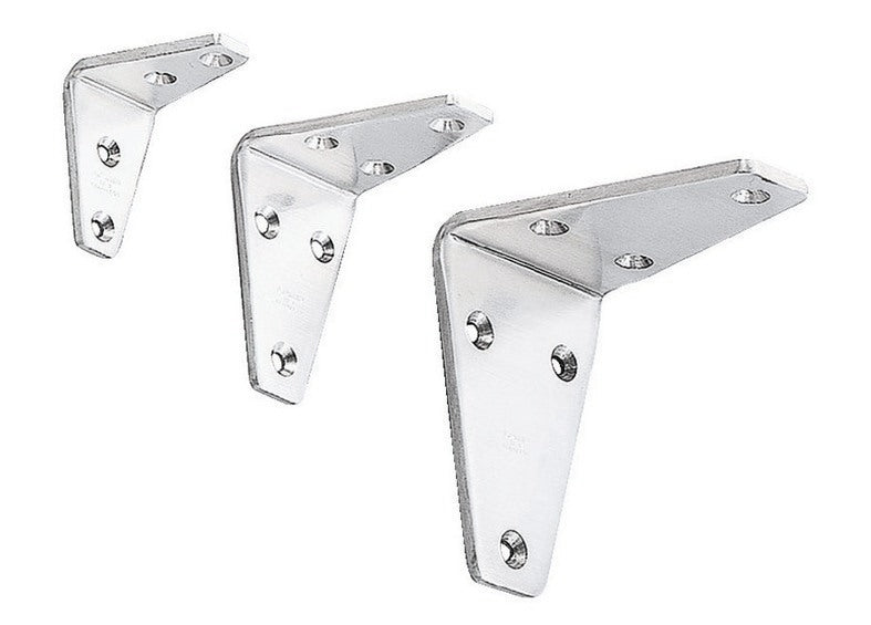 2 supports de montage robustes résistants à la corrosion, en acier inoxydable massif, capacité de charge : 16 kg, surface : polie brillante, SV-55M. Supports d'étagères pour cloisons, étagères et bien plus encore, de Sugatsune / LAMP® (Japon)