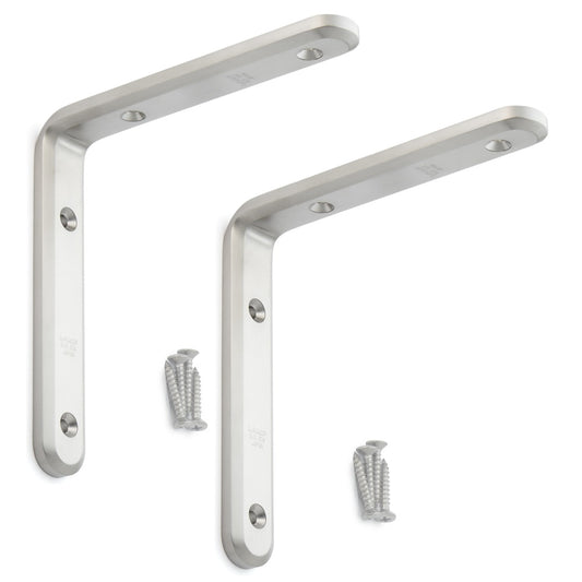 2 supports de montage robustes et résistants à la corrosion, en acier inoxydable massif, capacité de charge : 36 kg, surface : satinée mate, 150 mm (6″), XL-SA01-150S. Supports d'étagère pour étagères et bien plus encore, de Sugatsune / LAMP® (Japon)