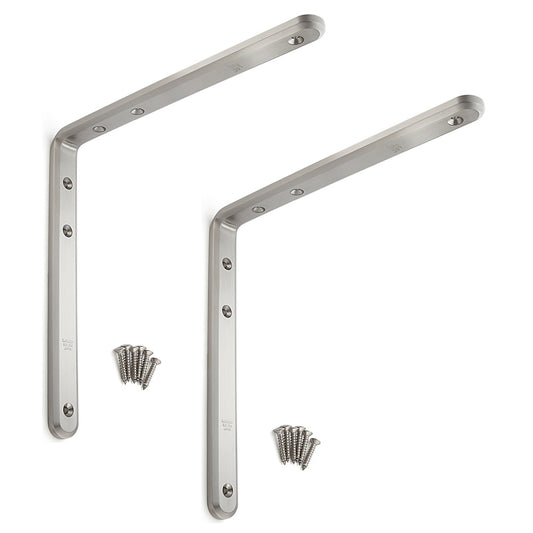 2 supports de montage robustes et résistants à la corrosion, en acier inoxydable massif, capacité de charge : 24 kg, surface : satinée mate, 240 mm (9,5″), XL-SA01-240S. Supports d'étagère pour étagères et bien plus encore, de Sugatsune / LAMP® (Japon)