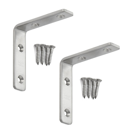 2 supports de montage robustes et résistants à la corrosion, en acier inoxydable massif, capacité de charge : 8 kg, surface : satinée mate, 60 mm (2,4″), SU-60S. Supports d'étagères pour étagères, plateaux et bien plus encore, de Sugatsune / LAMP® (Japon)