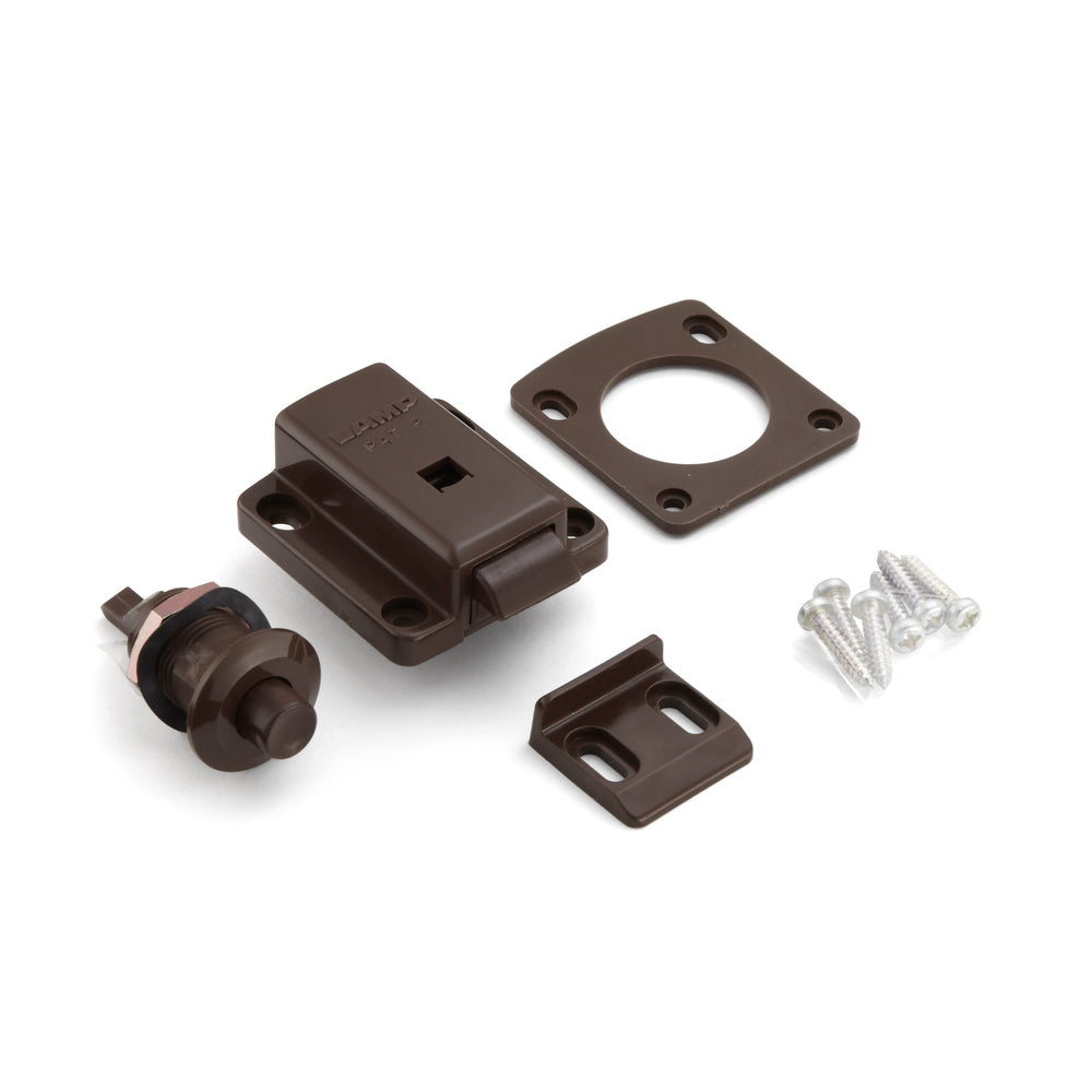 Push-Knopf-Verschluss für dicke Möbeltüren von 22 bis 25 mm SL-B251-BR von Sugatsune, braun. Produktbild