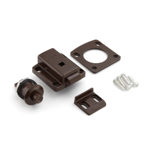 Push-Knopf-Verschluss für Türdicke von 18 bis 21 mm SL-B211-BR von Sugatsune, braun. Produktbild
