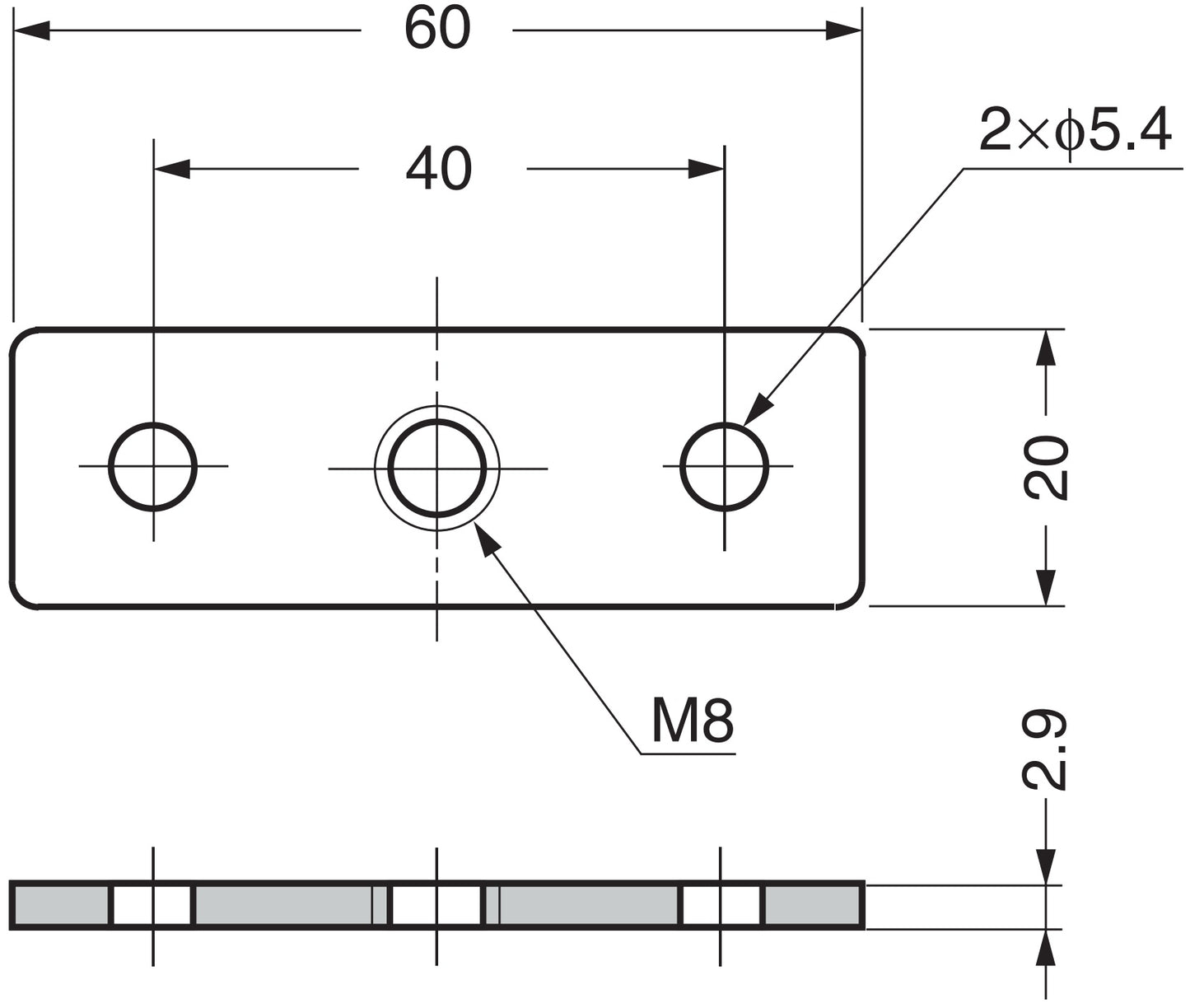 4 Stück rechteckige Anschraubplatte mit M8 Gewinde, Befestigungsplatte, aus massiver Zinklegierung, 60 mm (2,4″), AD-561. Montageplatte, für Möbelfüße, Möbelrollen, Maschinenfüße, Schrankbeine, Sofafüße und viel mehr, von Sugatsune / LAMP® (Japan)
