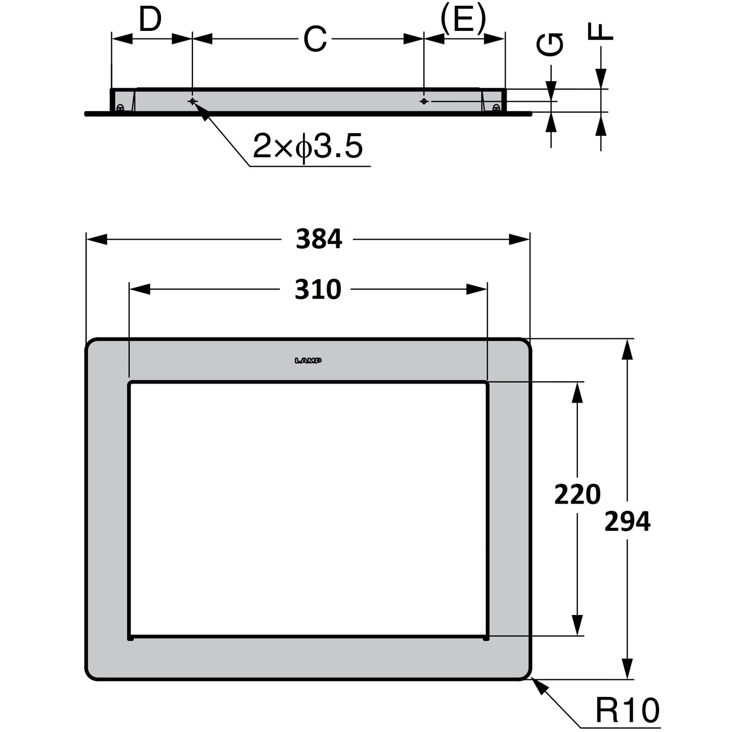 Hochwertiger rechteckiger Mülldurchwurf, aus rostfreiem Edelstahl, Oberfläche: satiniert matt, 310 mm (12,3″), AZ-ND310-HL. Edelstahlmülldurchwurf, für Gastronomie, Systemgastronomie, Ladenbau und viel mehr, von Sugatsune / LAMP® (Japan)