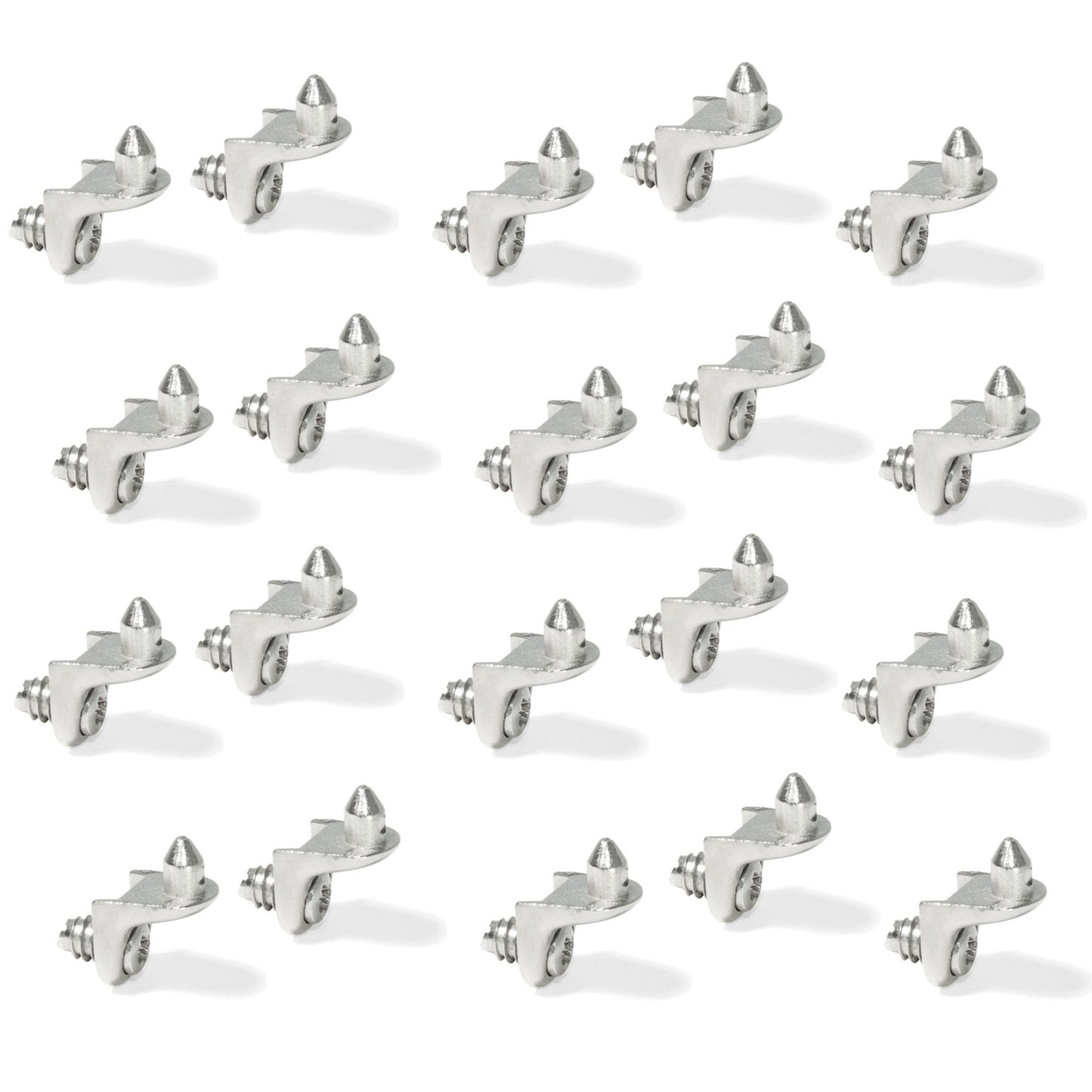 Pack of 20 zinc alloy shelf supports with pre-assembled screw 8114107. Zinc alloy shelf supports with pre-assembled screw, for hole rows, shelves, cabinet shelves, shelves, cabinets, racks and much more, by EMUCA