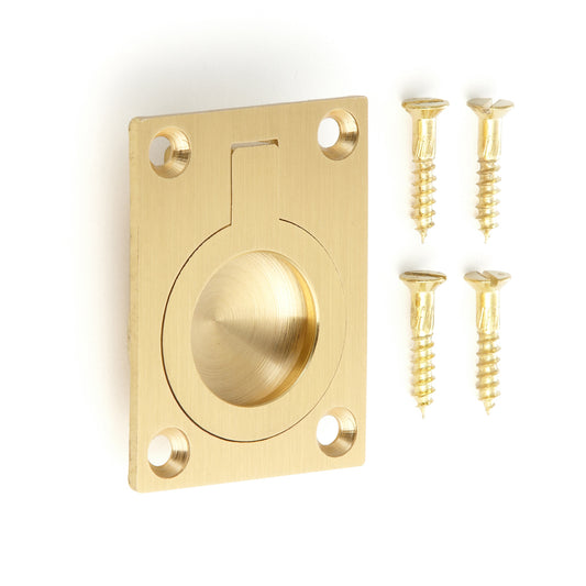 Ringförmiger Klappgriff aus Messing, Oberfläche: satiniert matt, 38 mm (1,5″) 587B-50SB. Ringgriff 587B-50SB für Wohnmobil, Boot, Revisionsklappe, Revisionstür, von Sugatsune / LAMP® (Japan)