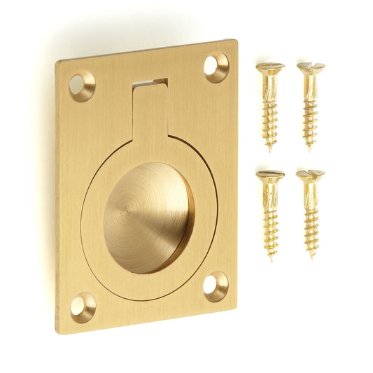 Ringförmiger Klappgriff aus Messing, Oberfläche: satiniert matt, 47,5 mm (1,9″) 587B-60SB. Ringgriff 587B-60SB für Wohnmobil, Boot, Revisionsklappe, Revisionstür, von Sugatsune / LAMP® (Japan)