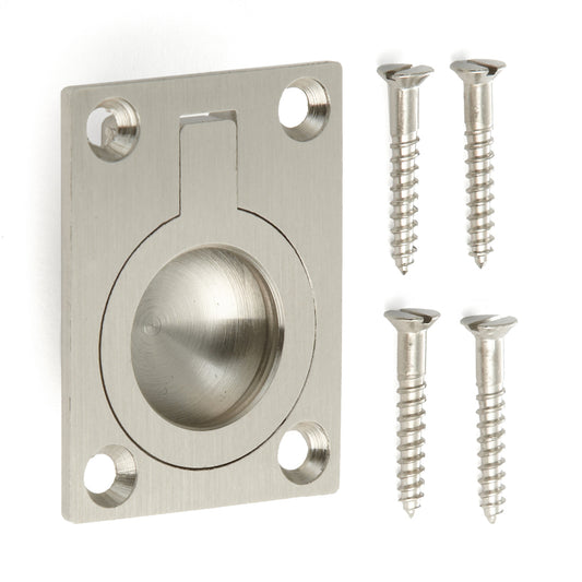 Ringförmiger Klappgriff aus Messing, Oberfläche: Weißbronze, satiniert matt, 30,5 mm (1,3″) 587B-40WB. Ringgriff 587B-40WB für Wohnmobil, Boot, Revisionsklappe, Revisionstür, von Sugatsune / LAMP® (Japan)