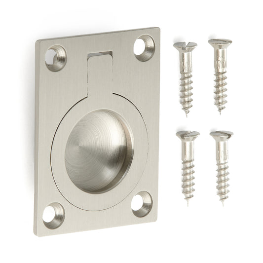 Ringförmiger Klappgriff aus Messing, Oberfläche: Weißbronze, satiniert matt, 38 mm (1,5″) 587B-50WB. Ringgriff 587B-50WB für Wohnmobil, Boot, Revisionsklappe, Revisionstür, von Sugatsune / LAMP® (Japan)