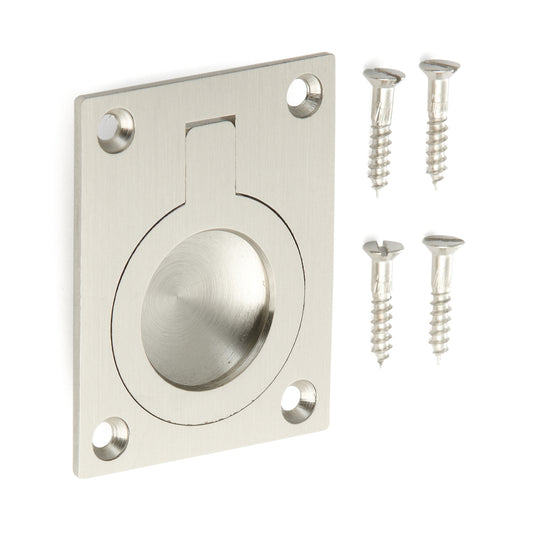 Ringförmiger Klappgriff aus Messing, Oberfläche: Weißbronze, satiniert matt, 47,5 mm (1,9″) 587B-60WB. Ringgriff 587B-60WB für Wohnmobil, Boot, Revisionsklappe, Revisionstür, von Sugatsune / LAMP® (Japan)