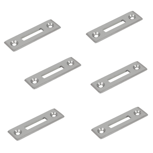 6 Stück robustes Aufschraub-Schließblech, aus Stahl, Oberfläche: vernickelt, 50 mm (1-31/32″), 14.01.510-1 für Rollladenschloss, Schiebetürenschloss, Möbelschloss