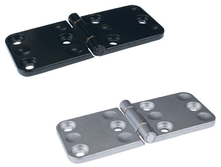 Robust heavy-duty furniture hinge, including screws, made of stainless steel SCS13, satin matt finish, 120 mm, F136-50-RAW for extra heavy doors, extra heavy flaps