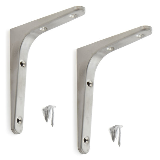 2 pieces of high-quality rust-proof mounting brackets, made of solid stainless steel, load capacity: 40 kg (89 lbs), 120 mm (4.8"), BT-120. Shelf brackets for outdoor use, swimming pools, bathrooms, boats, and much more, from Sugatsune / LAMP® (Japan)