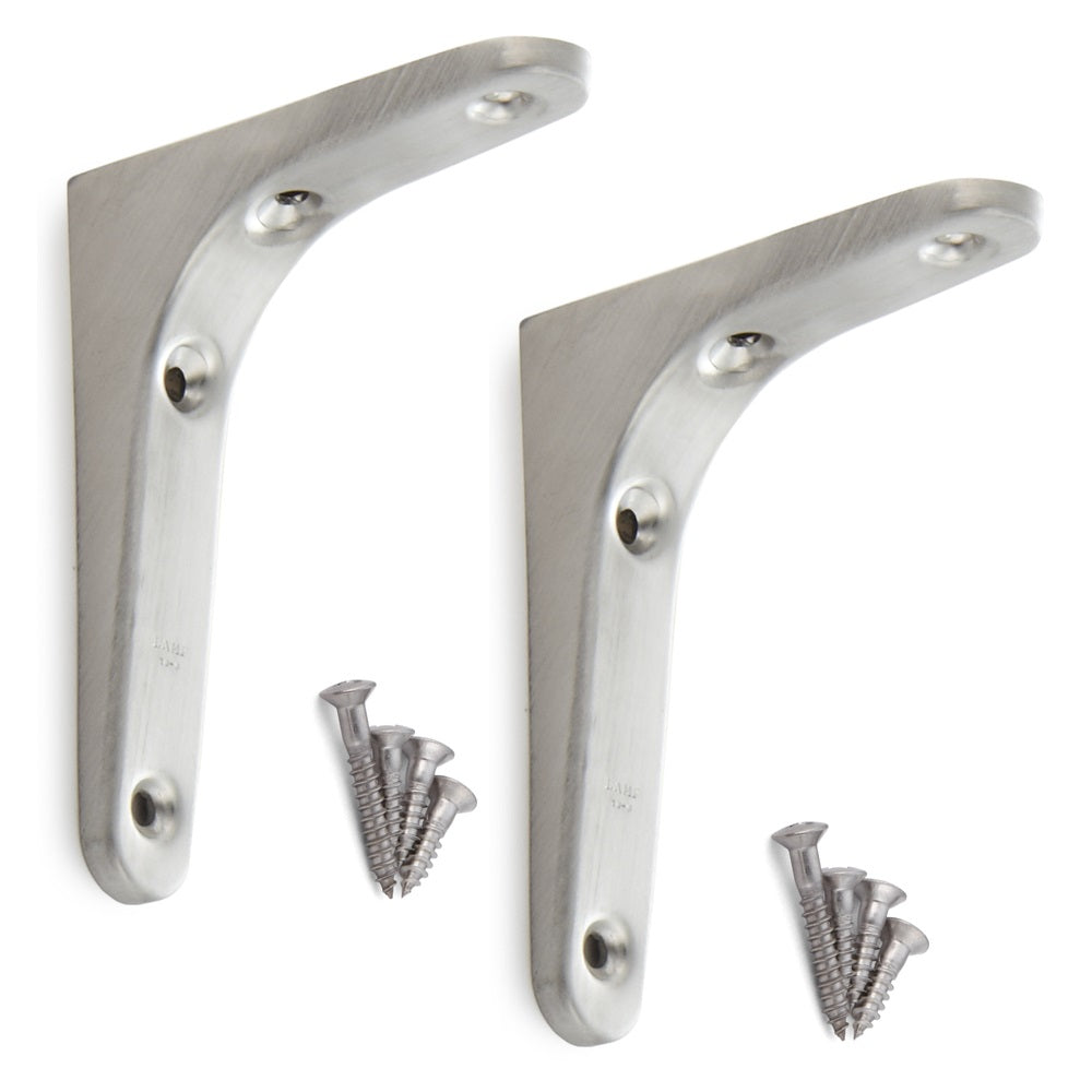 2 high-quality rust-proof mounting brackets, made of solid stainless steel, load capacity: 30 kg (67 lbs), 86 mm (3.4"), BT-85. Shelf brackets for outdoor use, swimming pools, bathrooms, boats, and much more, from Sugatsune / LAMP® (Japan)