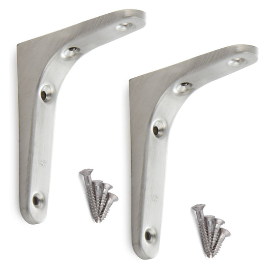 2 high-quality rust-proof mounting brackets, made of solid stainless steel, load capacity: 30 kg (67 lbs), 86 mm (3.4"), BT-85. Shelf brackets for outdoor use, swimming pools, bathrooms, boats, and much more, from Sugatsune / LAMP® (Japan)