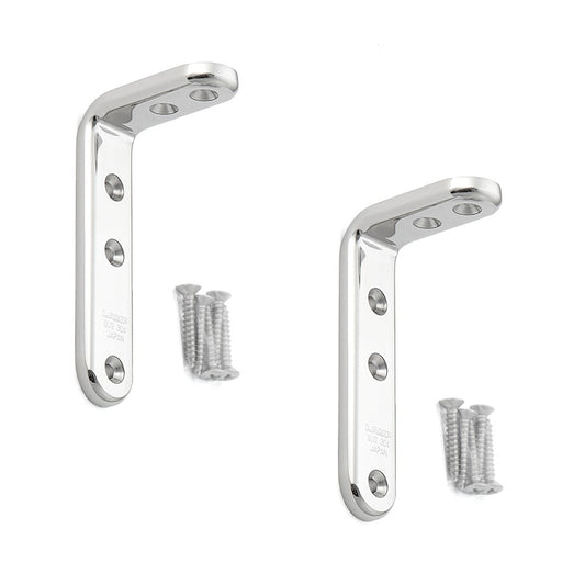 2 high-quality rust-proof mounting brackets, made of solid stainless steel, load capacity: 26 kg (58 lbs), 90 mm (3.6"), SU-B50M. Shelf brackets for outdoor use, swimming pools, bathrooms, boats, and much more, from Sugatsune / LAMP® (Japan)