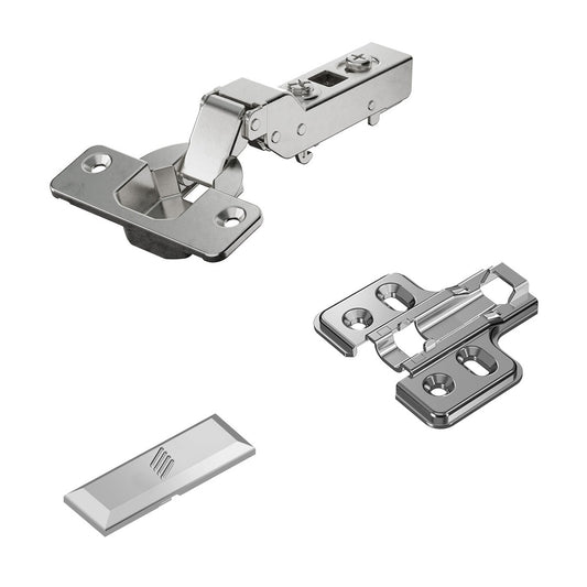 rostfreies Topfscharnier, Auflage: halb aufliegend, 9289592, von Hettich, Ausführung: Montageplatte mit 0 mm Distanz. Produktbild
