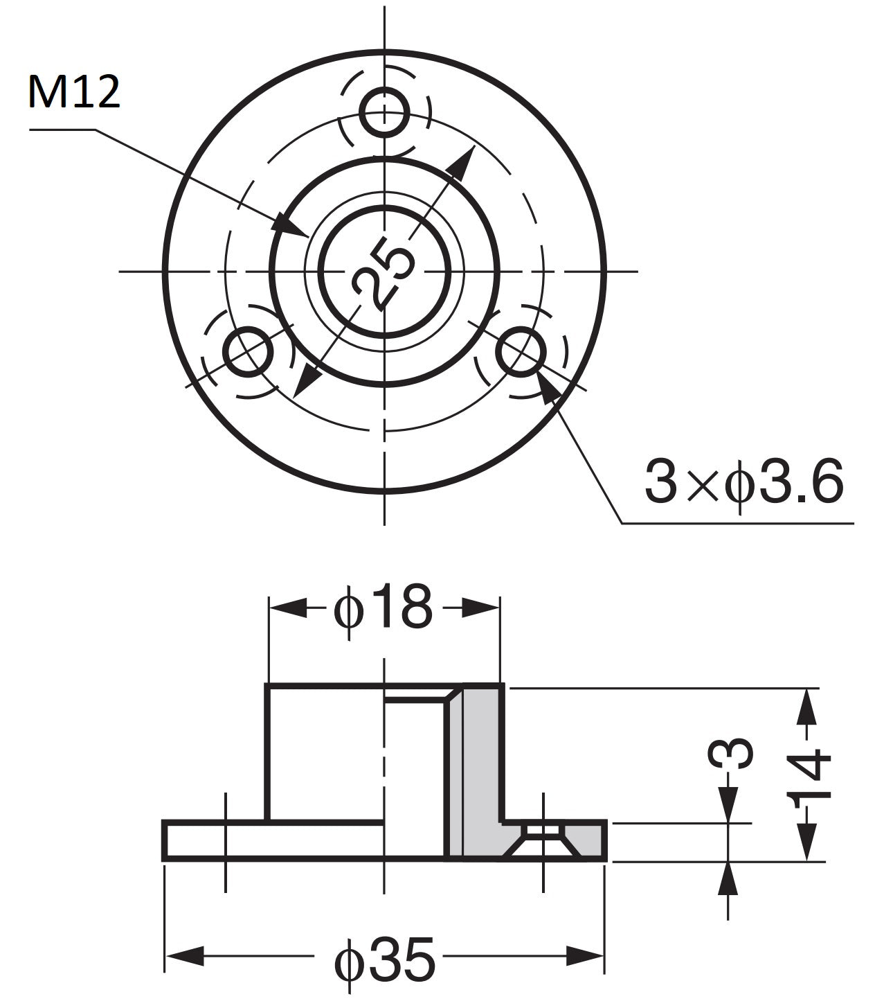 4 Stück runde Anschraubplatte mit M12 Gewinde, Befestigungsplatte, aus massiver Zinklegierung (ZDC), 35 mm (1,4″), AD-559M12. Montageplatte, für Möbelfüße, Möbelrollen, Maschinenfüße, Schrankbeine, Sofafüße und viel mehr, von Sugatsune / LAMP® (Japan)
