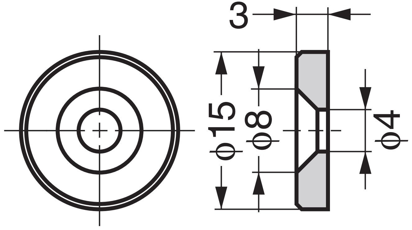 8 Stück runde Magnet-Gegenplatte, Oberfläche: vernickelt, Durchmesser: ⌀15 mm (19/32″), W12 für Magnetschnäpper, Magnetverschluss, Schranktür